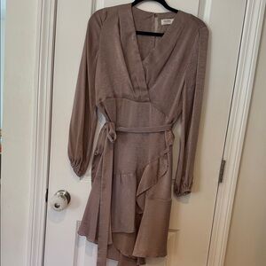 Flounce London maternity Mauve-Taupe Long Sleeve Wrap Dress